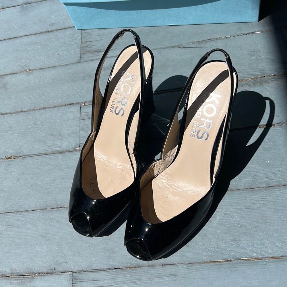Patent Slingback Wedges